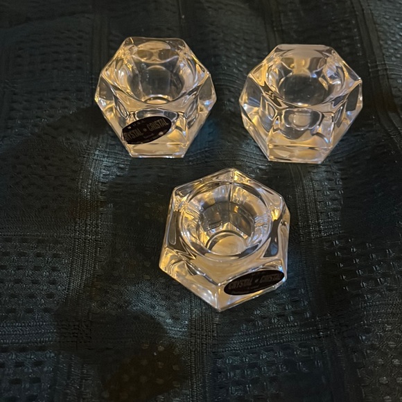 Crystal Candle Holders 6-sided for tapered candles - set of 3 - Made in the USA - Picture 2 of 10